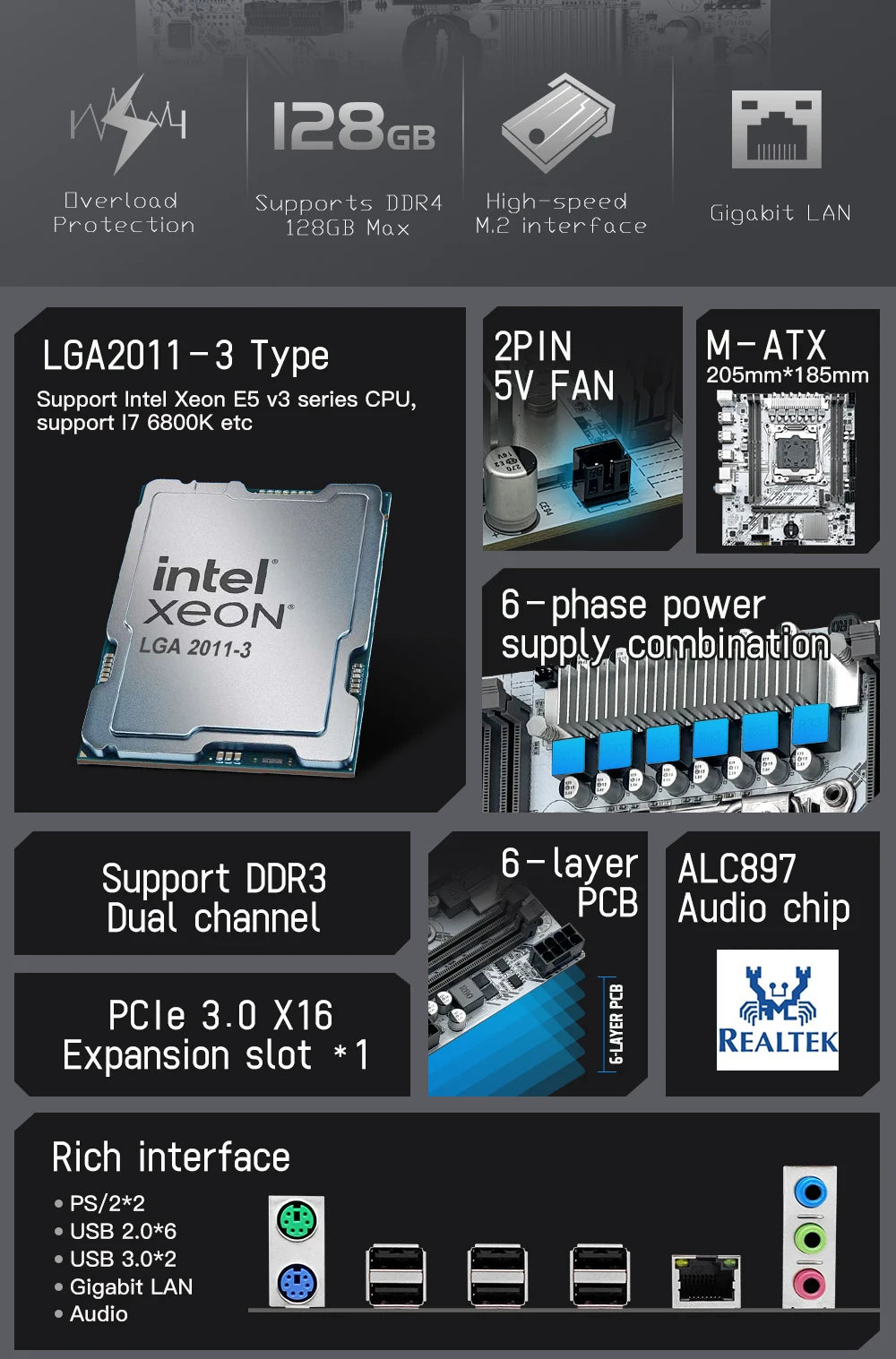 MACHINIST X99 carte mère Intel Xeon E5 2673 V3 CPU LGA2011-3 DDR3 16GB RAM NVME/SATA M.2 blanc PR8-H