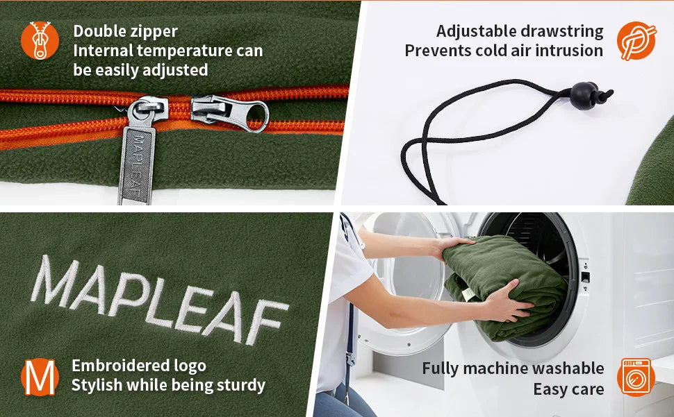 MAPLEAF Doublure de sac de couchage en polaire légère pour l'hiver, drap de sac de couchage, drap de voyage et de camping, doublure de couverture de camping