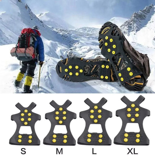 Cubrezapatos con garras de nieve para exteriores para hombres y mujeres, crampones de escalada de 10 dientes, crampones antideslizantes, accesorios de senderismo