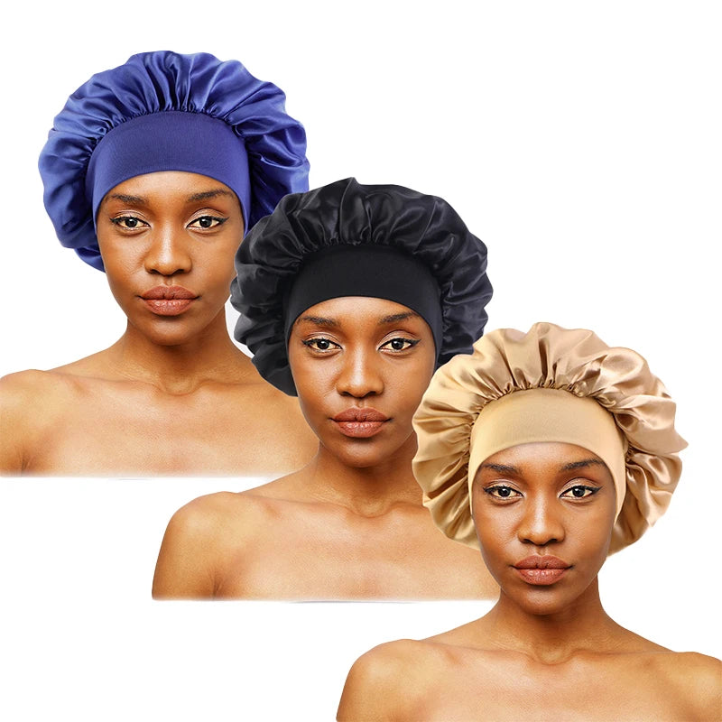 Bonnet de nuit en Satin à large bord, Bonnet soyeux, enveloppe de cheveux pour dormir, avec bande élastique souple, outil d'emballage des cheveux, nouvelle collection