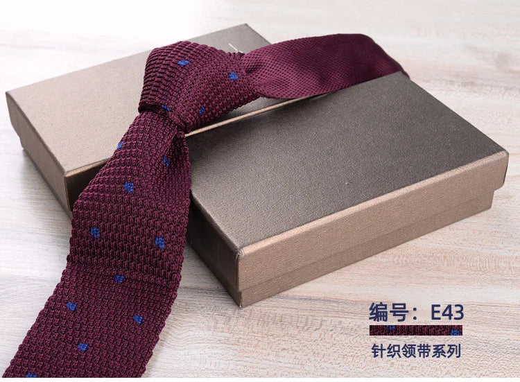 Men's Casual British Style Retro Striped Knitted Ties Formal Business Navy Red Brown Handmade Ties Tuxedo Neckties