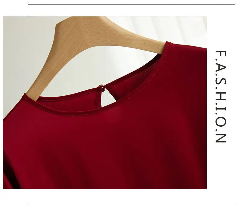 Nouveauté 2026 – T-shirt basique en satin de soie à manches courtes pour femme, col rond, coupe décontractée et légère, chemisier ample pour femme