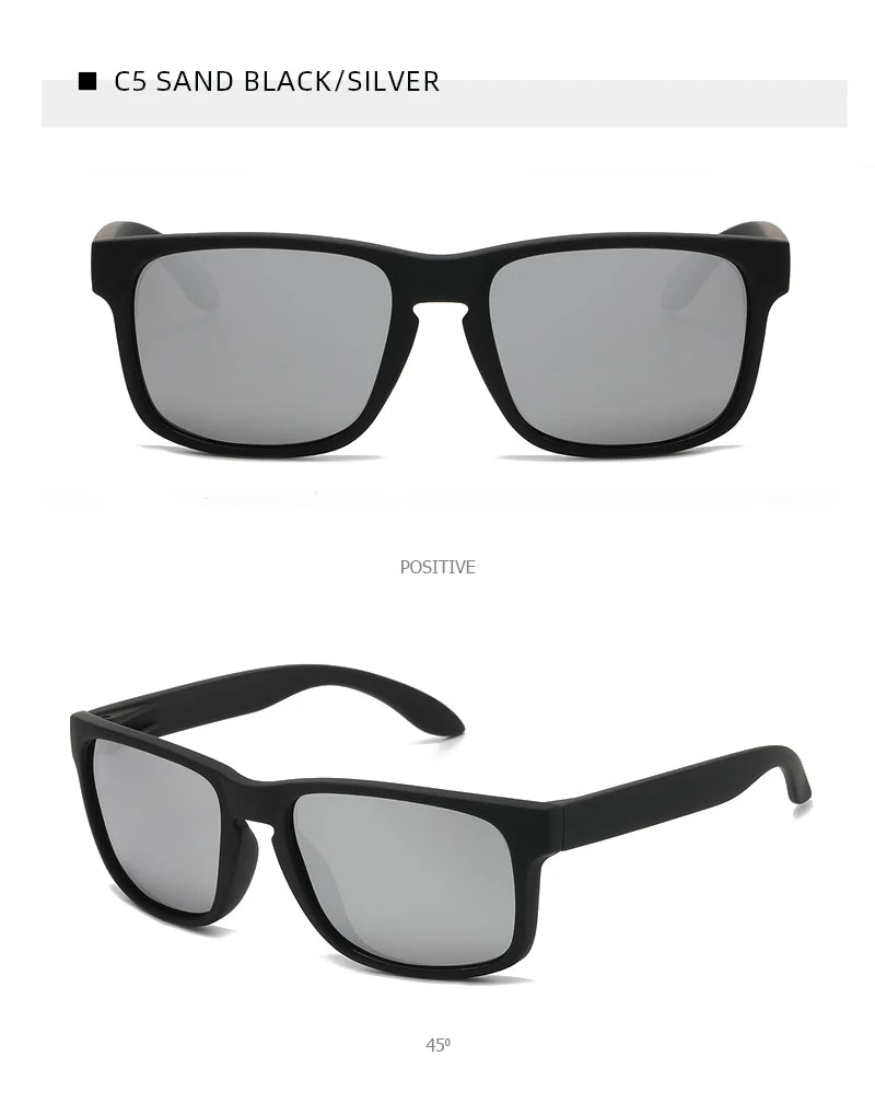 Lunettes de soleil polarisées carrées classiques pour hommes et femmes, Vintage, en plastique, élégantes, noires, pour Sports de plein air, UV400