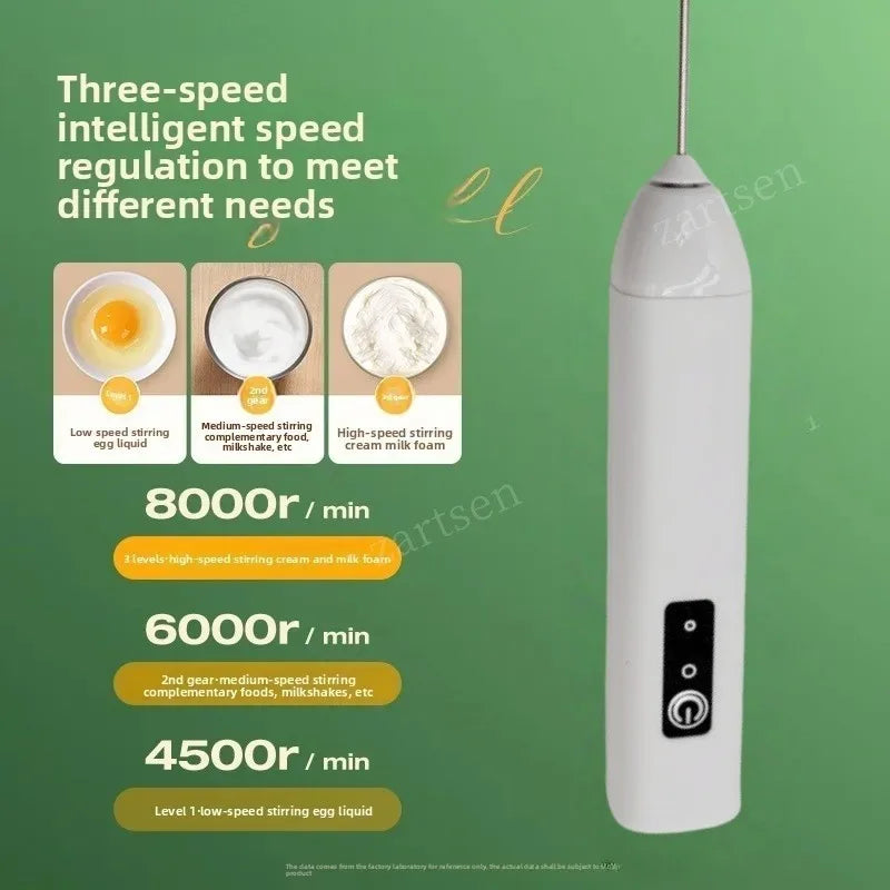 Electric Cordless Milk Frother Type-C Handheld Stainless Steel Mixer Mini Coffee Maker Whisk Blender for Coffee Cappuccino Cream