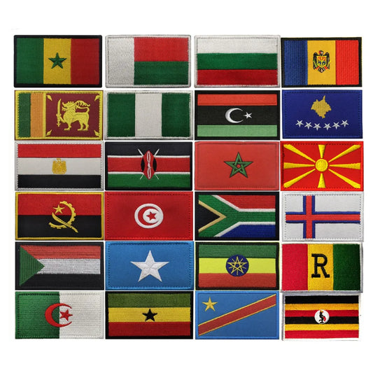 3D African Flag Egypt Kenya Algeria Nigeria Angola Tunisia Morocco Sudan Malta Namibia Ghana Mozambique Embroidered Patches