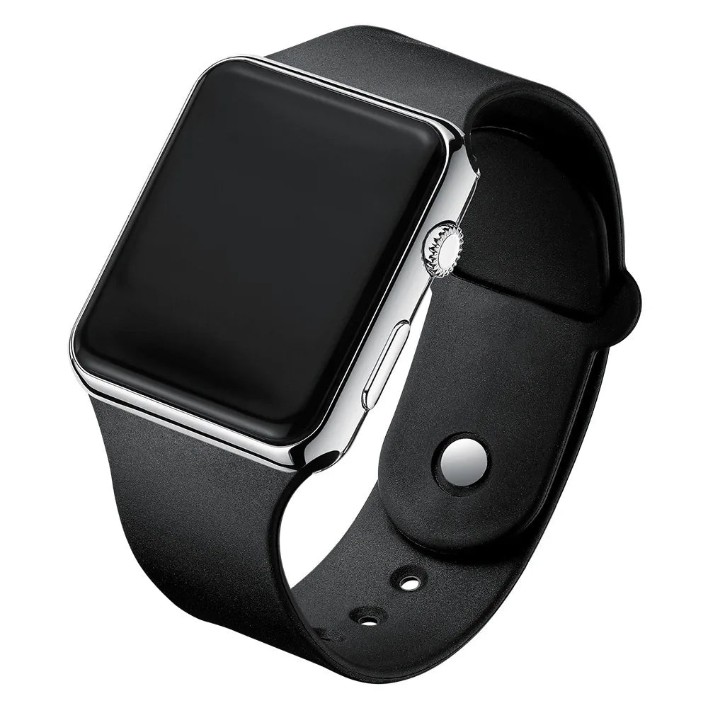 Digital Watch Simple Men Women Fashion Sport Electronic Watch LED Black Silicone Strap Casual Men's Watch Reloj Hombre