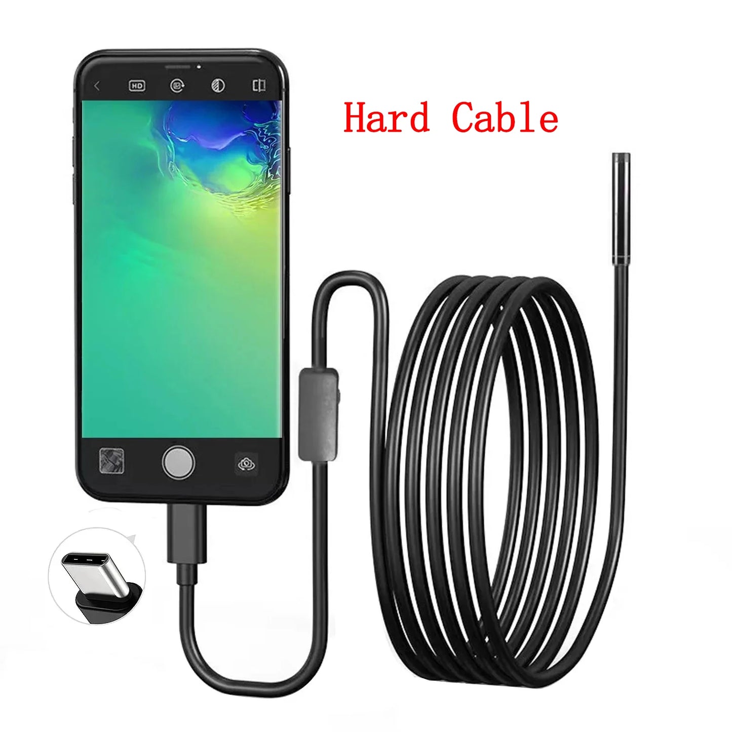 Endoscopio USB para teléfono Android OTG, cámara de inspección endoscópica tipo serpiente de 5,5 mm, resistente al agua IP67 con 6 luces LED para Tipo C