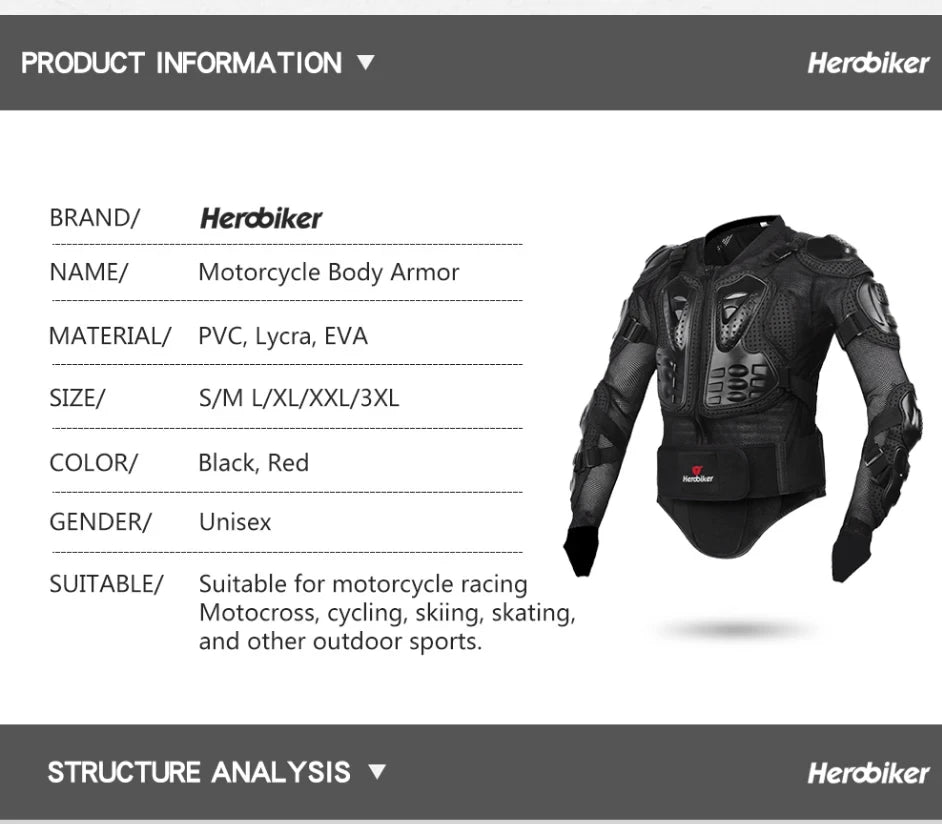 Veste de Motocross pour hommes, armure corporelle, armure de Moto, résistante à l'usure, Anti-chute, veste de course de vélo, Protection de Moto