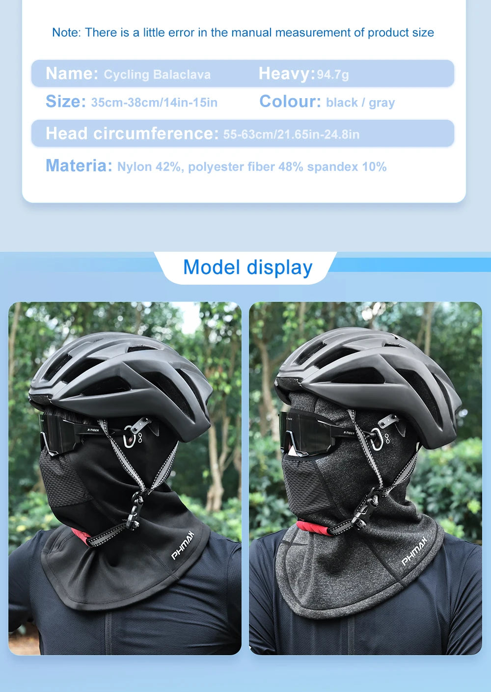 PHMAX Mascarilla de montar para motocicleta, protección contra el viento y el calor, transpirable, máscara facial completa, pasamontañas, sombrero, bufanda, gorra, moto, motociclista, gorra de viento