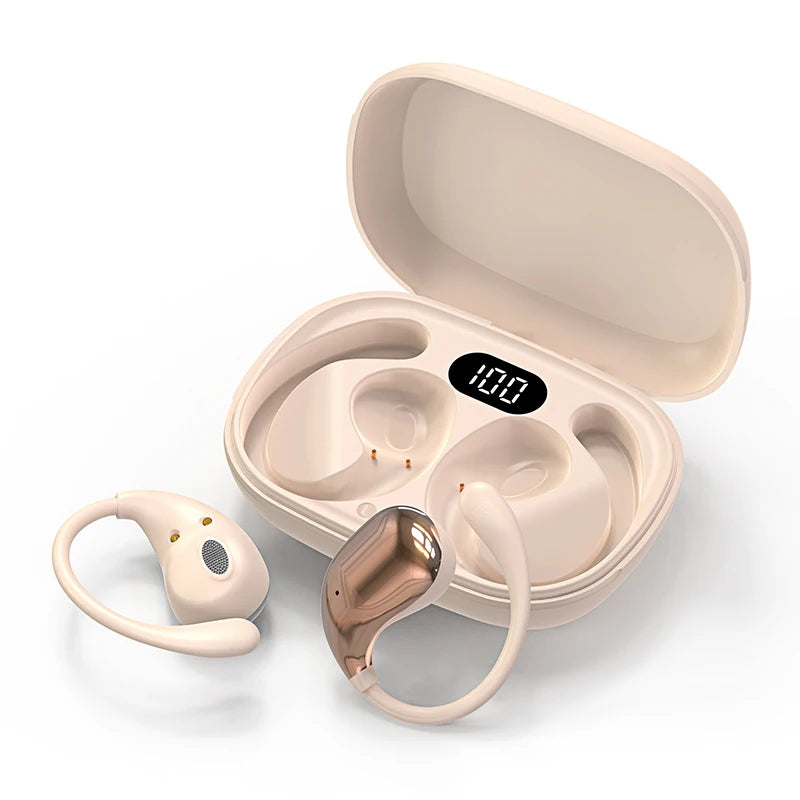 Bluetooth 5.4 Ear Hook Headphones TWS Wireless Earbuds HiFi Stereo Waterproof Headsets LED Display Long Standby Touch Earphones