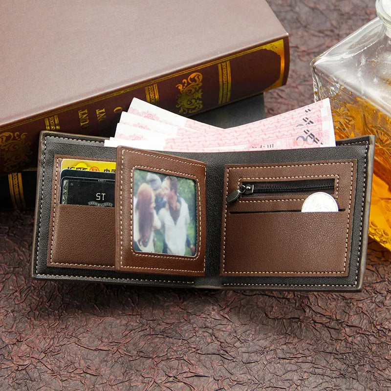 Portefeuilles Courts pour Hommes, Porte-Monnaie Fin Classique, Porte-Photo, Petit Portefeuille Masculin, Porte-Cartes de Qualité, Portefeuilles en Cuir Givré pour Hommes