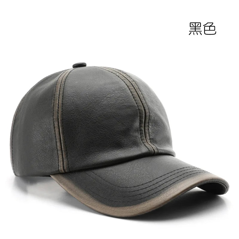 Men's and Women's Leather Baseball Cap, High Quality Snapback, Street Hip Hop Trucker Hat, Hat for All Seasons, Luxury Brand, Winter Cap, New