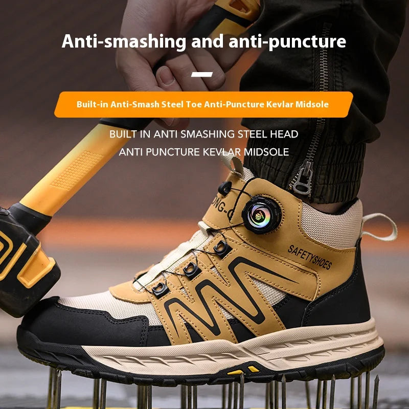 Nuevas botas de seguridad para hombre, zapatos de trabajo indestructibles, zapatillas con punta de acero, botas de protección anti-aplastamiento y anti-perforación, botas de trabajo tácticas