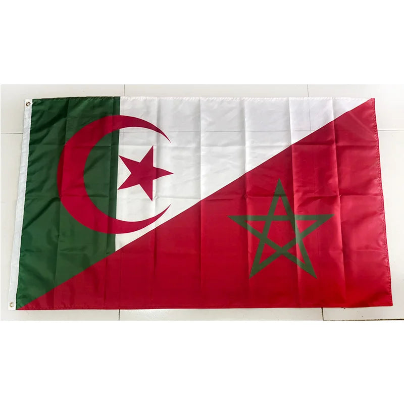 Drapeau d'amitié algérie et maroc, 2 pieds x 3 pieds (60x90cm), 3 pieds x 5 pieds (90x150cm), décorations de noël pour bannière de maison