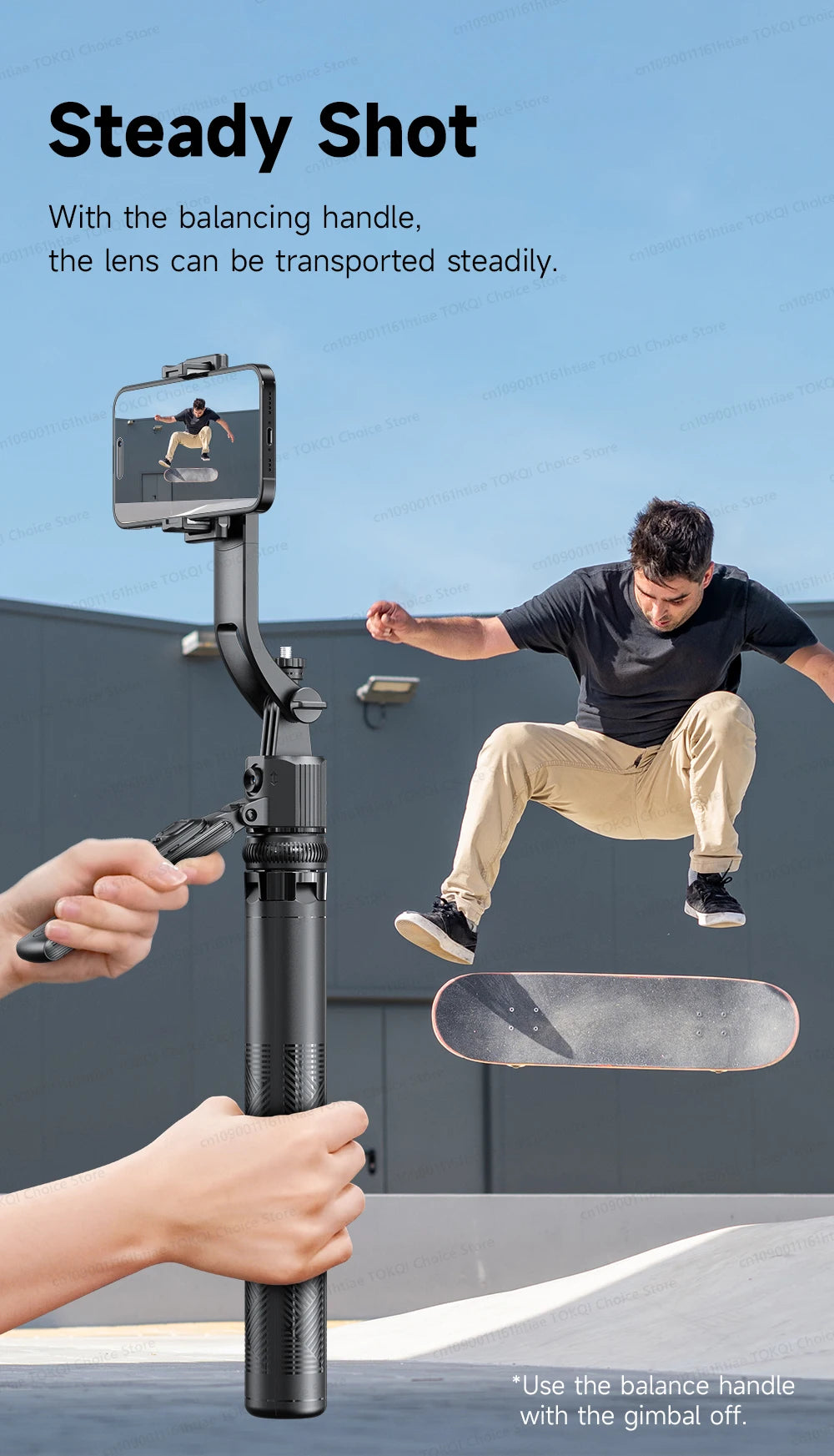 TOKQI C17 – Trépied selfie 360° avec suivi IA automatique, télécommande et lumière de remplissage