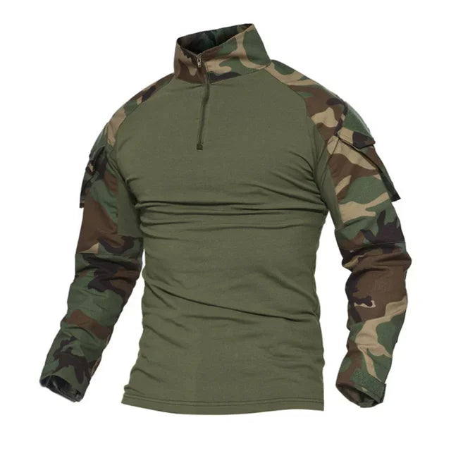 T-Shirts de randonnée tactiques en plein air pour hommes, Combat militaire de l'armée CP Camouflage à manches longues, chemise d'escalade de chasse, vêtements de Sport en coton