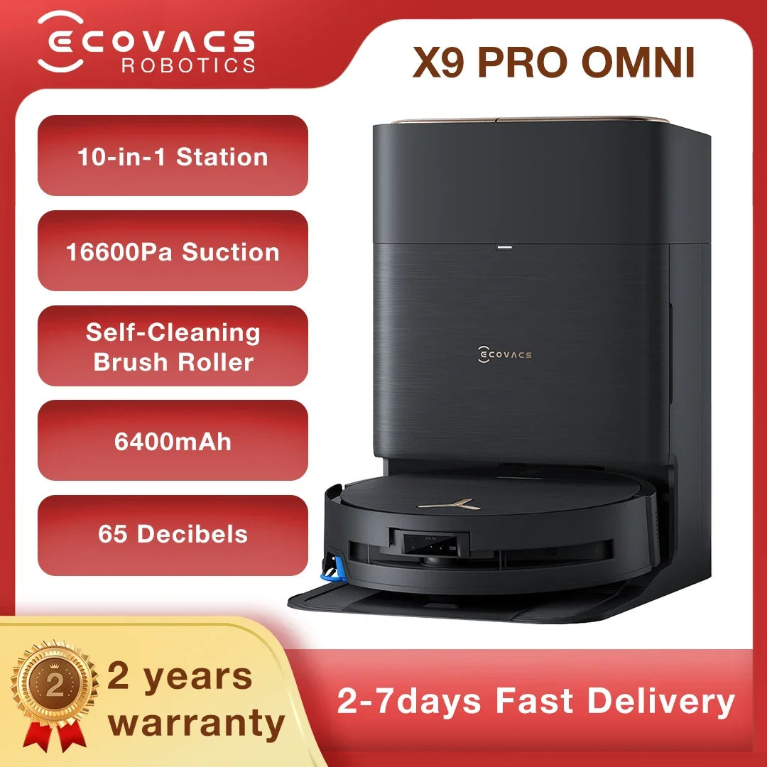 Robot aspirador fregasuelos ECOVACS Deebot X9 Pro Omni 16600pa AI Limpieza inteligente Electrodoméstico aspirador inalámbrico potente limpieza del hogar aspirador robot fregasuelos con estación de carga limpiador de alfombras