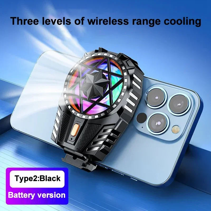 Refroidisseur Téléphone Clip Arrière — 3 Vitesses LED RGB iOS & Android