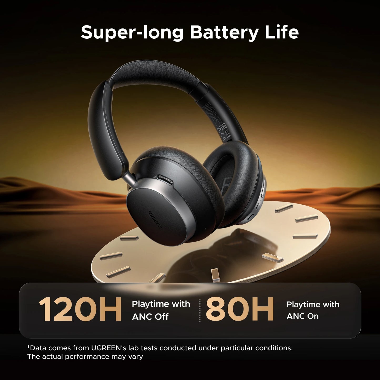 UGREEN Studio Pro 48dB ANC Auriculares inalámbricos de diadema con Bluetooth, cancelación activa de ruido, alta resolución LDAC, 120 horas de reproducción