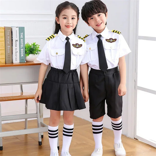 2025 Cosplay Costumes for Kids, Airplane Pilot Uniform, Profession Class Clothing