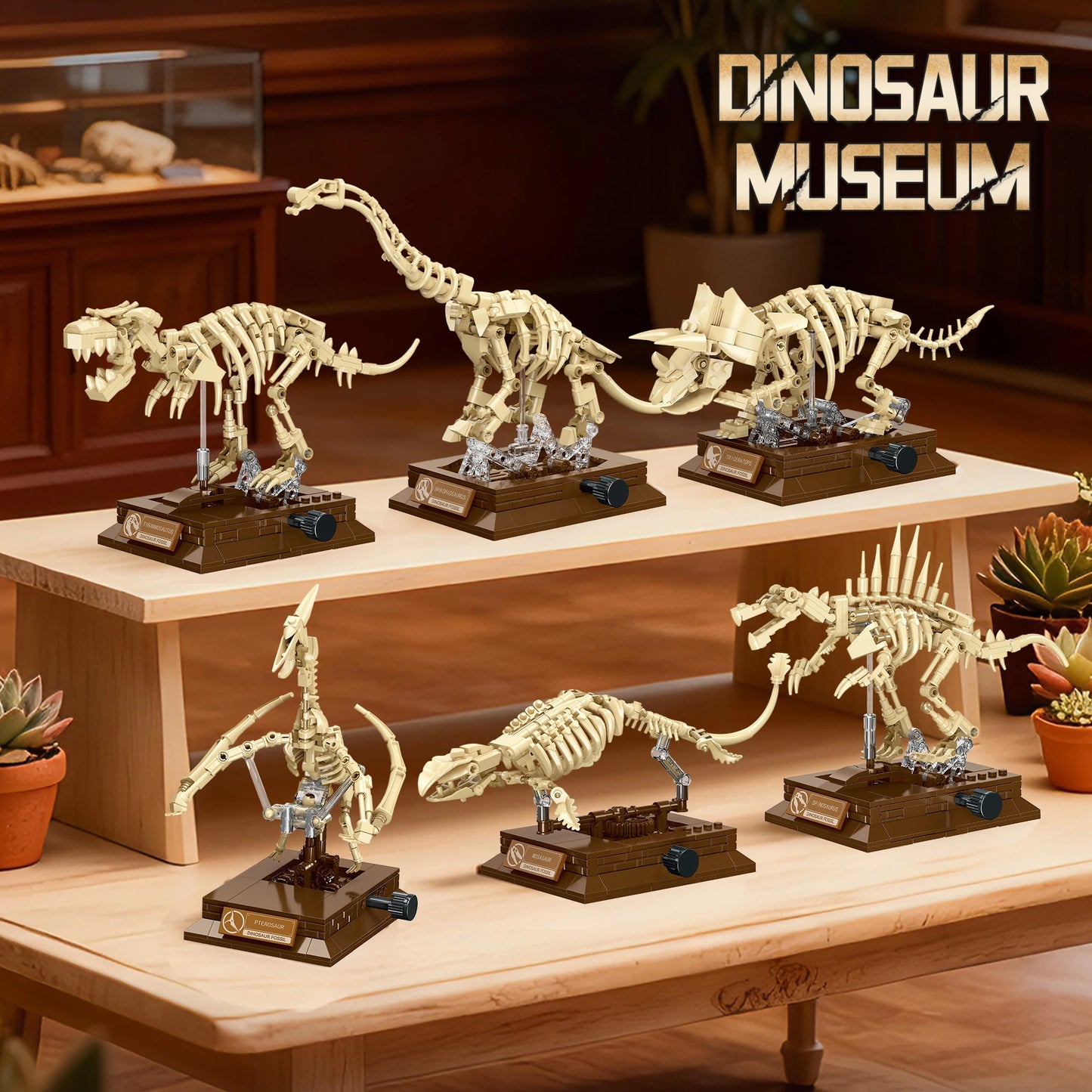 Nouveaux modèles de squelettes de dinosaures MOC 2026 : T-Rex, Tricératops, Mosasaure, Pterosaure, kit de construction de fossiles, cadeau pour les garçons et les collectionneurs
