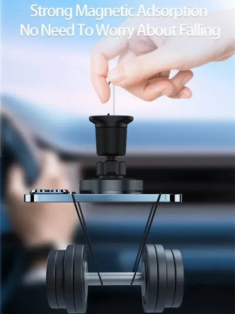 Chargeur de voiture magnétique sans fil — lumière LED, sortie d'air, support téléphone, charge rapide