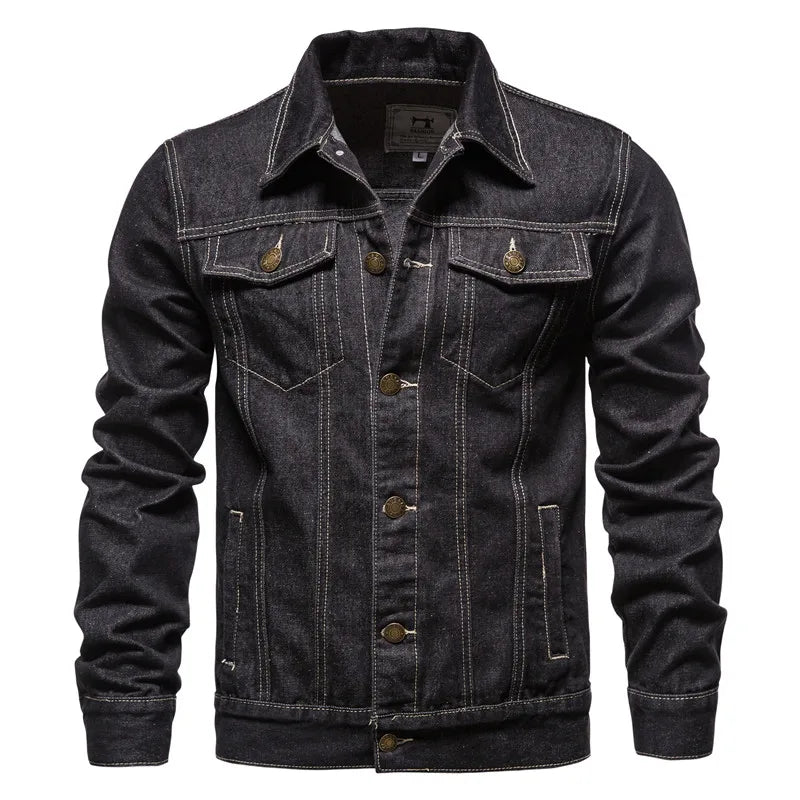 Veste Jean Homme Moto Vintage 2025 — Coupe Ajustée Coton Automne