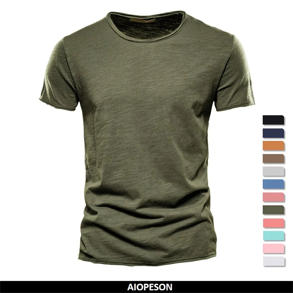 T-Shirt 100% Coton Homme Décontracté — Doux Fitness Été Col Rond