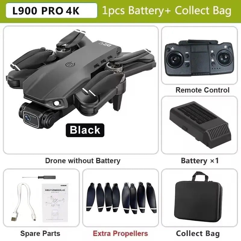 Drone GPS L900 Pro SE MAX 4K, doble cámara HD profesional 5G WIFI 360° Motor sin escobillas para evitar obstáculos Rc FPV Quadcopter Dron