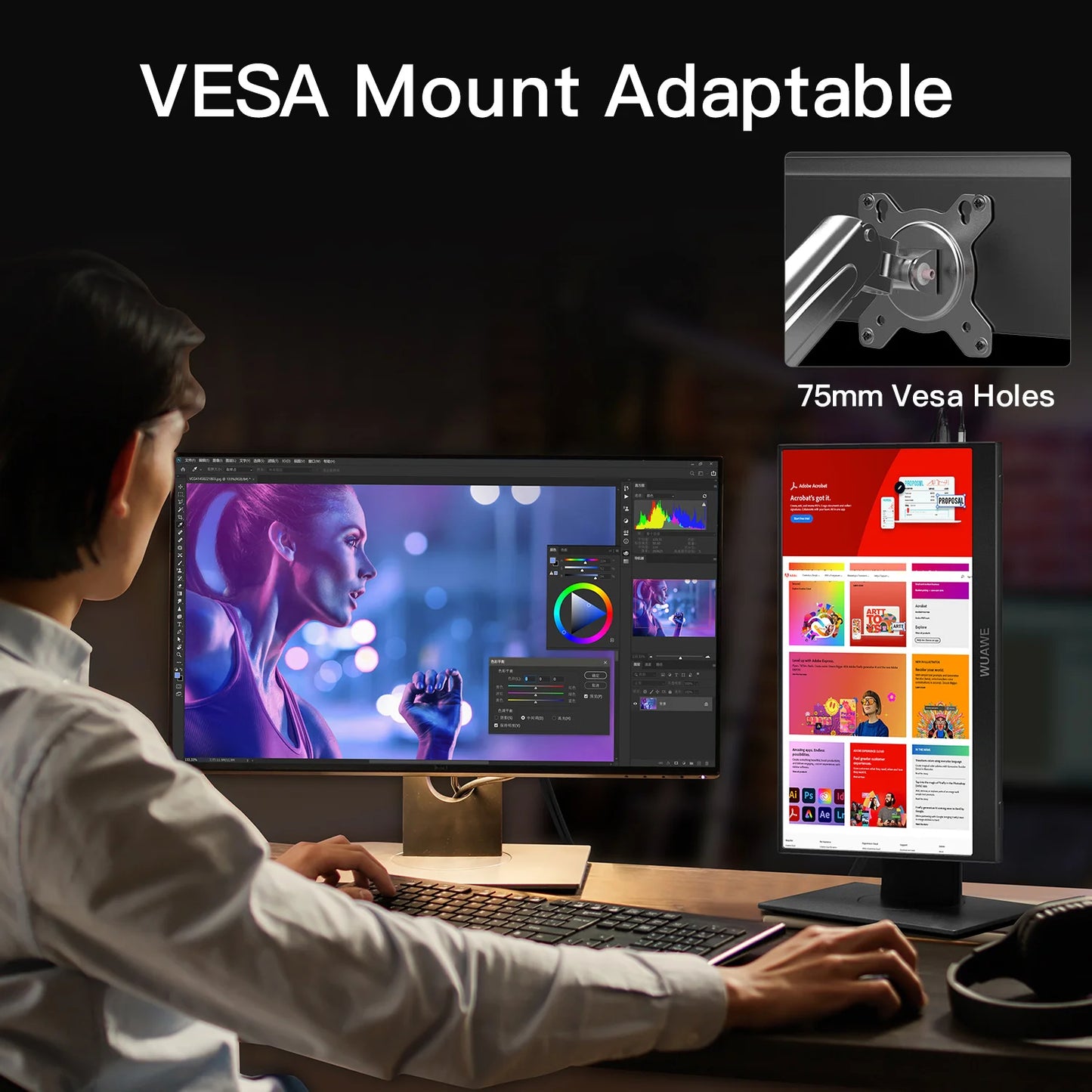 Moniteur portable pour ordinateur portable, 15.6 pouces, 1080p, 72 NTSC, 100 sRGB, USB C, HDMI, deuxième écran d'ordinateur de voyage externe avec HDR