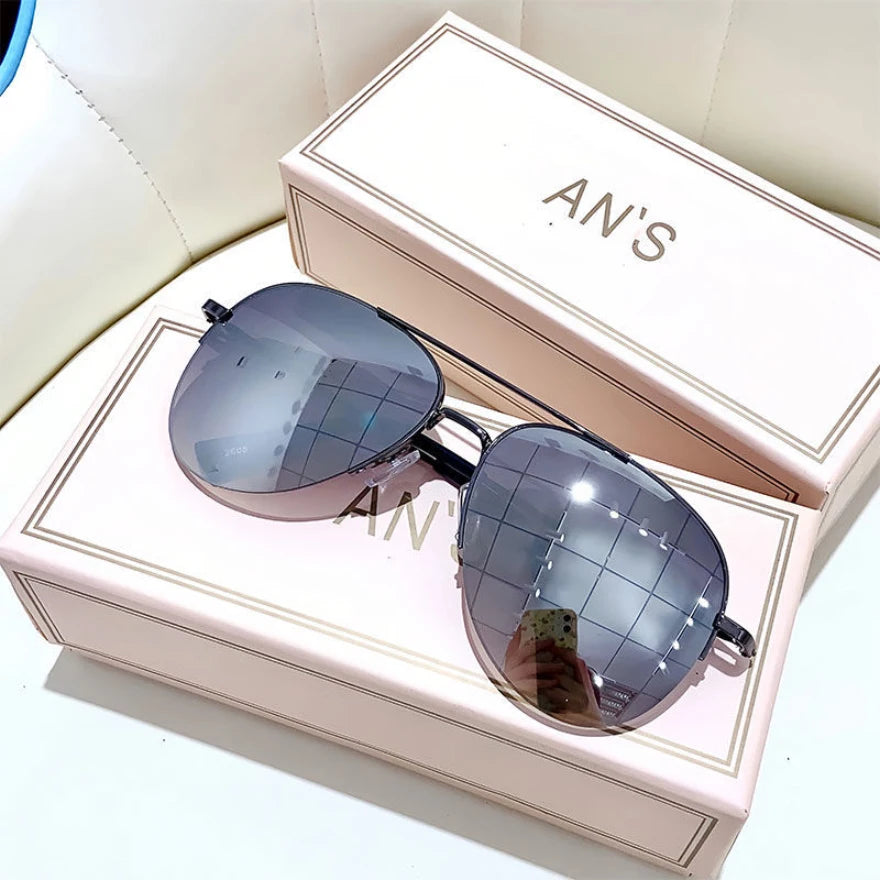 Lunettes de soleil dégradées mode pour hommes — pilote, grande monture, anti-reflet