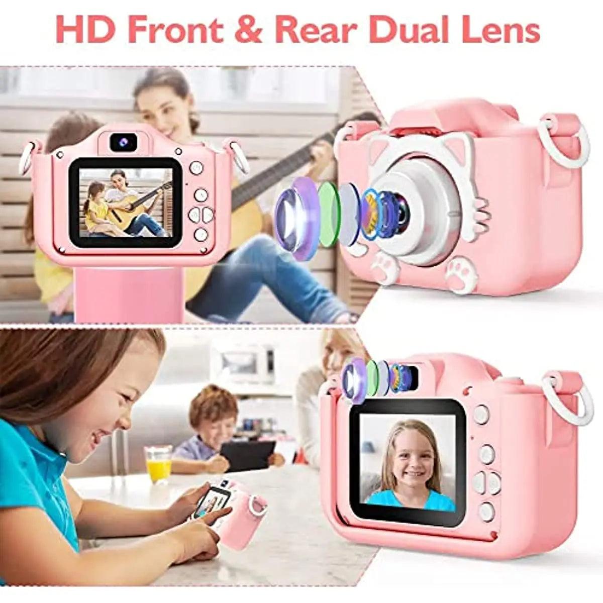 Kids Digital Video Camera, Super Cute, HD 1080P, 2.0 Inch, with Silicone Cases, Christmas Toys
