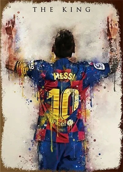 Affiche Métal Aluminium Étoile Football — Décoration Murale Bar, Club & Salon
