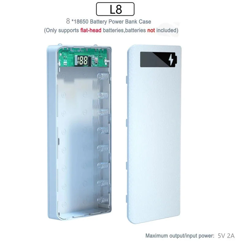 8/10*18650 batterie externe support de la boîte de batterie Portable double USB Type C coque de Charge pour iPhone Xiaomi Huawei 18650 boîtiers de batterie