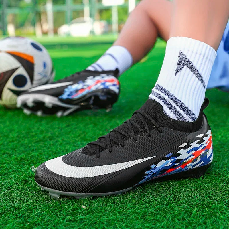 qztzx Chaussures de Football SG Homme Cuir Verni Basses Imperméables — Professionnel, Pelouse EU 32–48