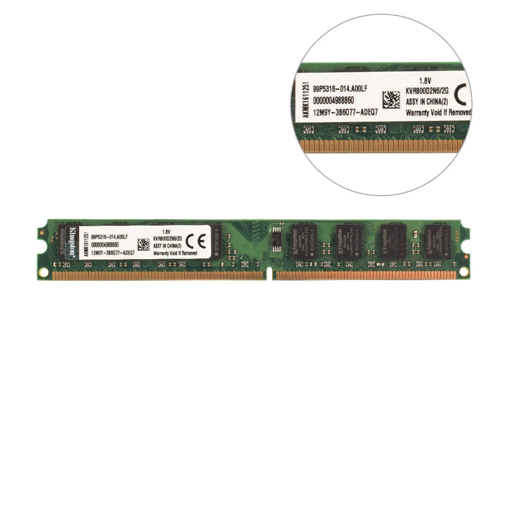 Kingston mémoire RAM DDR2 2GB 800Mhz 667MHz PC2-5300 PC2-6400 240 broches 1.8V modèle de mémoire de bureau NON ECC