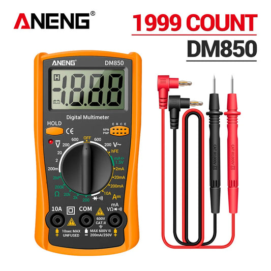 Multimètre numérique automatique professionnel — testeur tension AC/DC, ampèremètre, ohm, 1999 points