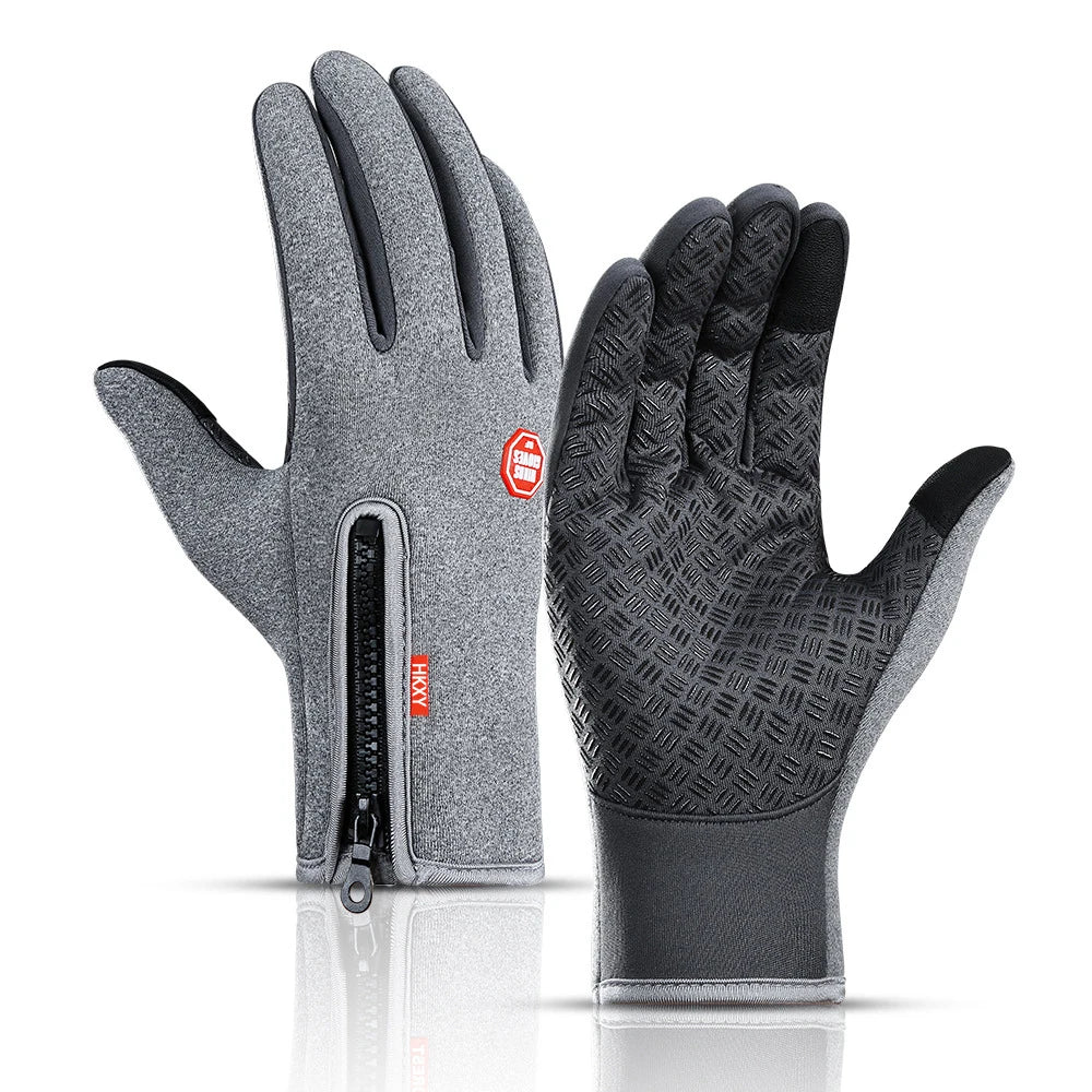 Gants de Sport chauds pour hommes et femmes, cyclisme d'hiver, écran tactile, pêche en plein air, anti-éclaboussures, ski, Snowboard, antidérapants, fermeture éclair