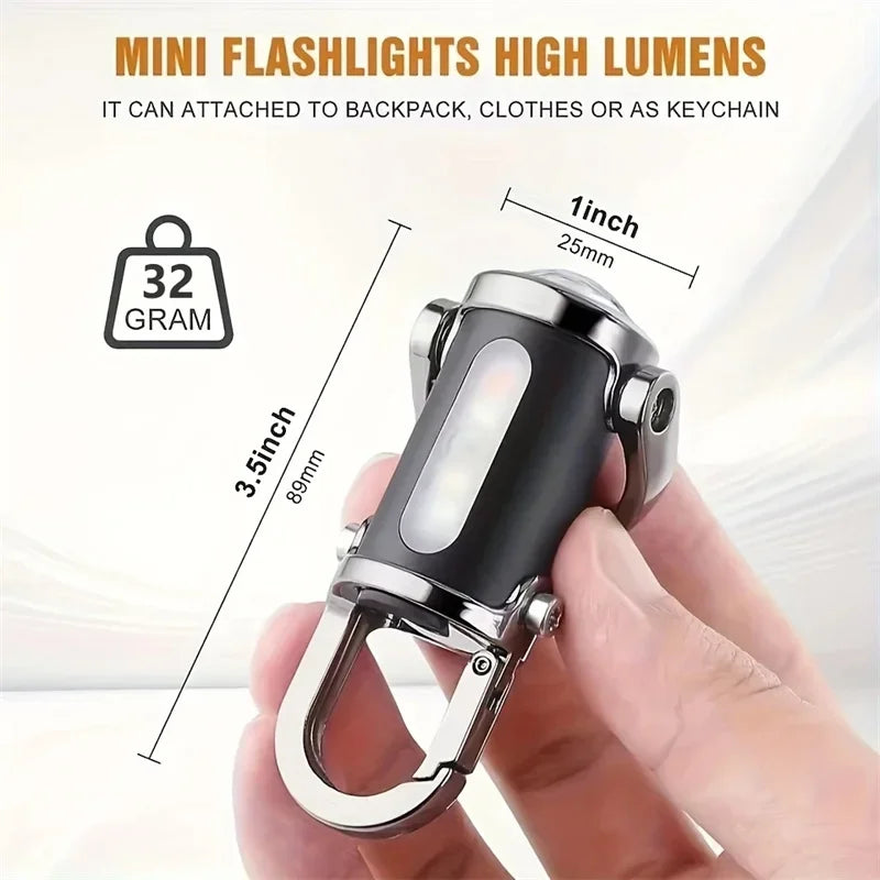 Mini Lampe de Poche Porte-clés Rechargeable COB — Camping, Randonnée & Urgence