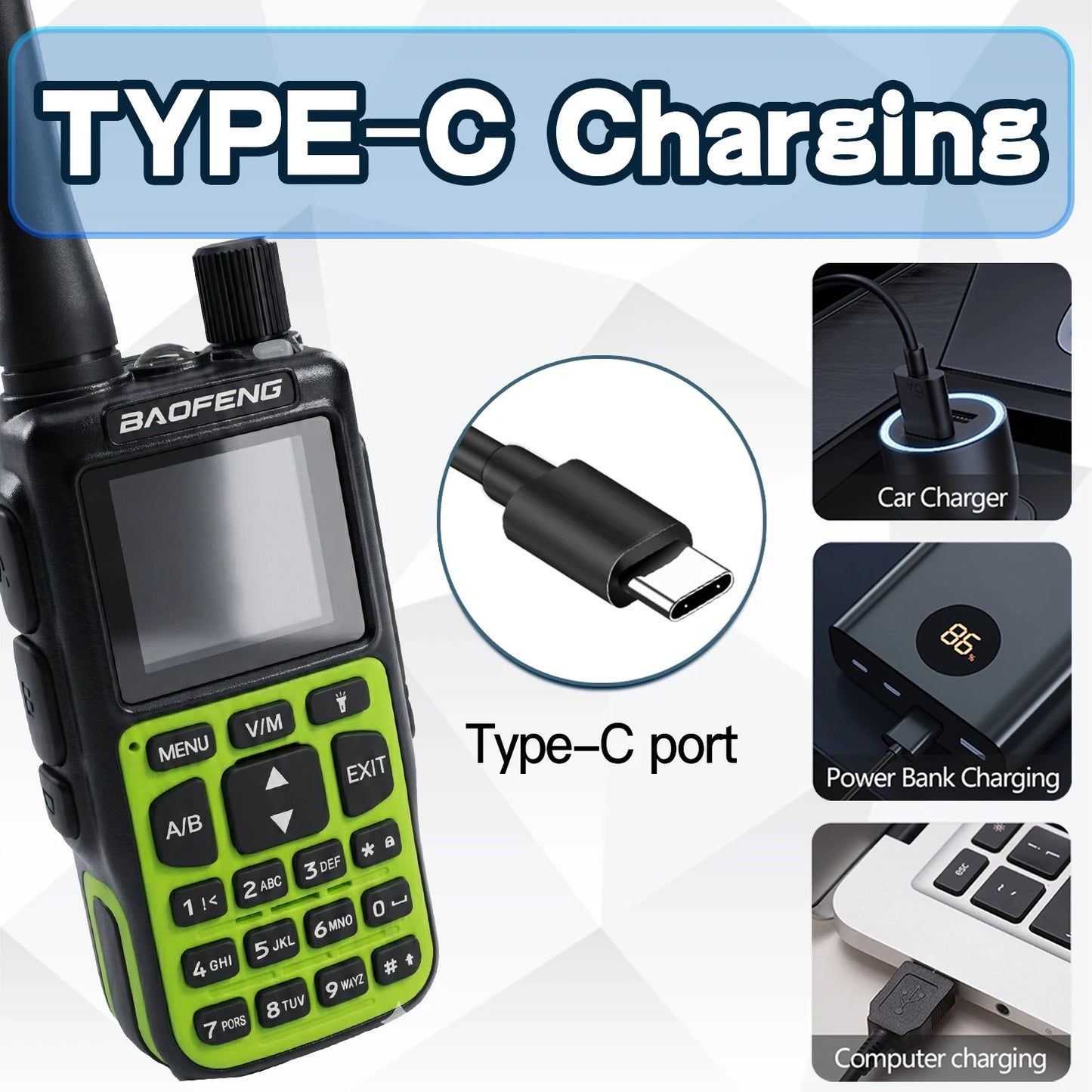 Mini talkie-walkie Baofeng MINI-5, double bande UV, Bluetooth, FM, sélection de fréquence à un bouton, idéal pour les voyages.