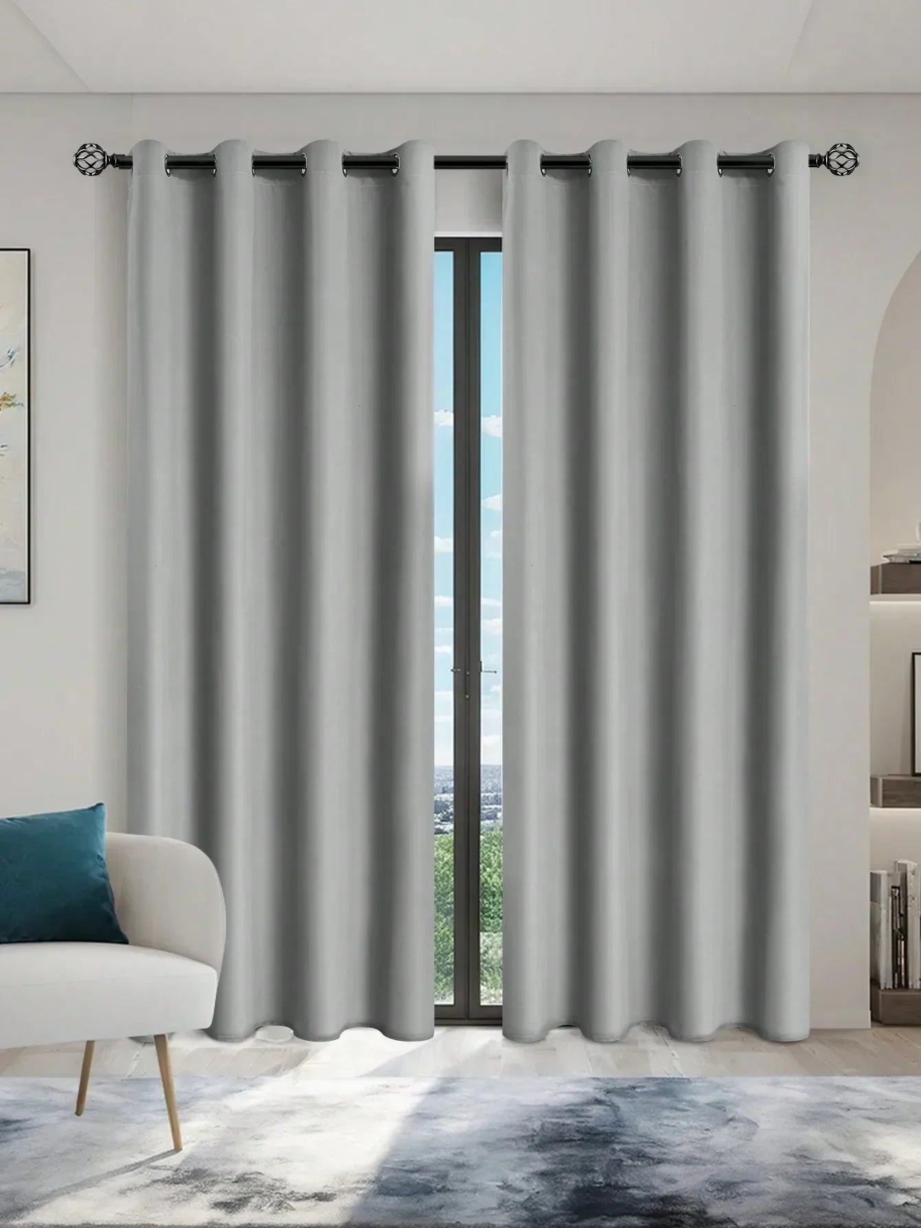 Rideaux occultants 100% solides avec œillets, rideaux de confidentialité totale pour chambre à coucher, beaux rideaux pour salon, 1 pièce