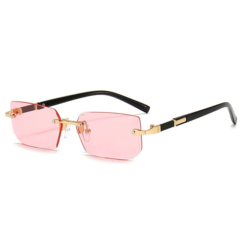 Rimless Rectangular Sunglasses for Men and Women, Popular Shades, Small Square Sunglasses, Summer Travel Fashion
