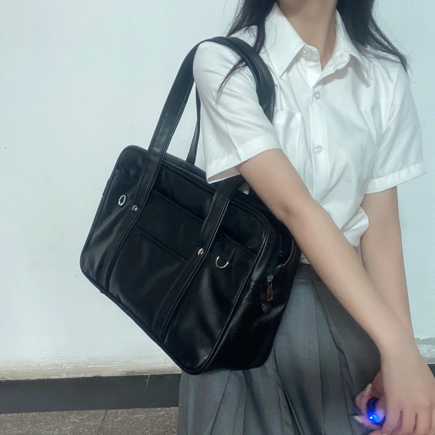 Bolso de uniforme escolar japonés bidimensional para estudiantes JK, mochila de PU para niñas, bandolera de mensajero de un solo hombro, resistente al desgaste e impermeable