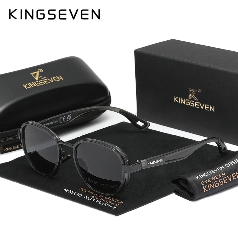 KINGSEVEN marque originale lunettes de soleil hommes polarisées UV400 luxe lunettes pour femme mâle extérieur cadre rond casual mode lunettes