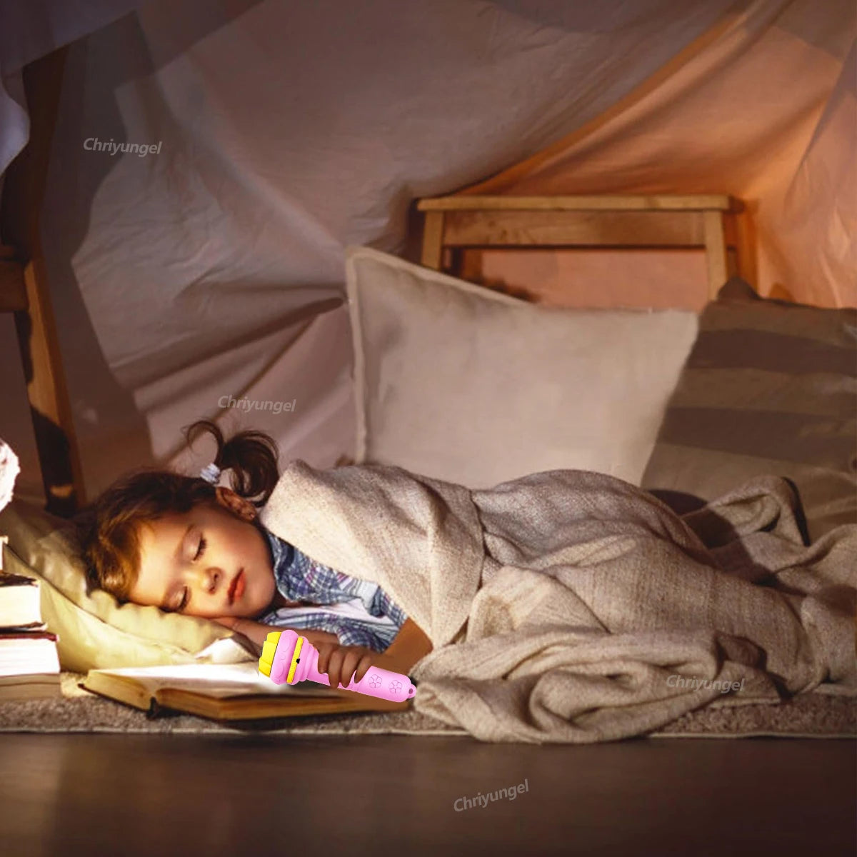 Lampe de Poche Projecteur Enfants — 10 Cartes, 80 Modèles, Jouet Coucher Dessin Animé, Cadeau
