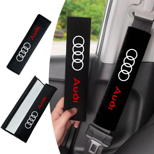 Hombrera de protección para cinturón de seguridad con Logo de coche, 1/2 unidades, para Audi A3 A4 A5 A6 A7 A8 S4 S5 S6 S7 S8 RS3 RS4 RS5 Q3 Q5 Q7