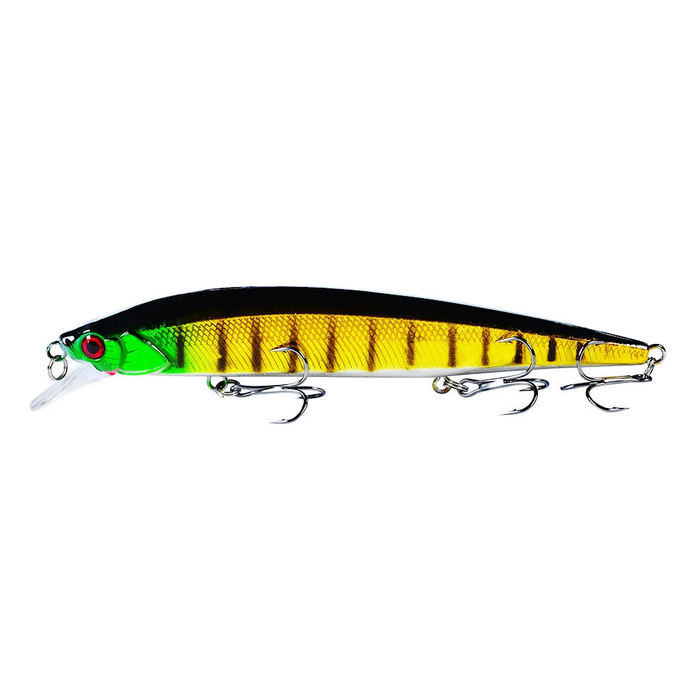 1 pièces leurre de pêche Wobbler réaliste yeux 3D 14 cm/18.5g vairon appât dur artificiel matériel de pêche leurre flottant avec 6 #   Crochets