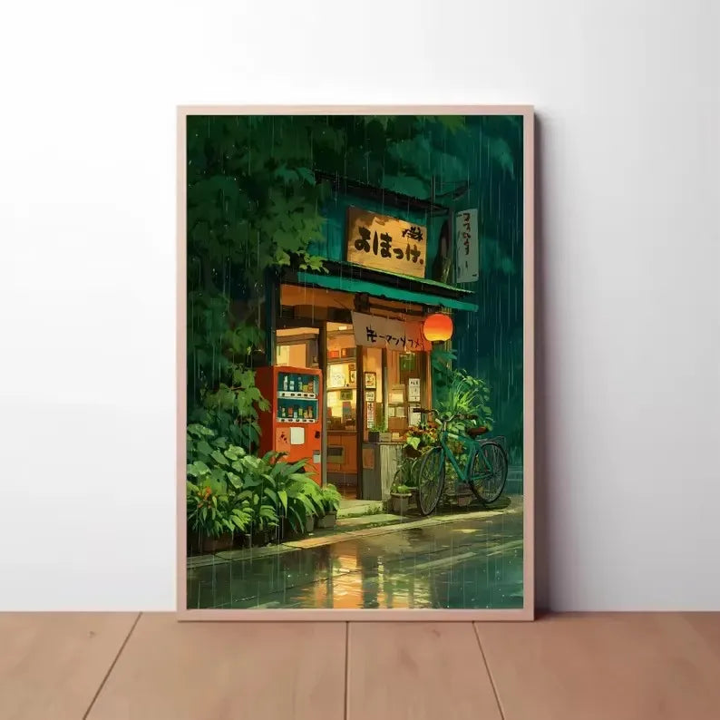 Lienzo impreso de paisaje japonés retro, arte asiático, póster de arte de pared de ferrocarril, sala de estar moderna, dormitorio, baño, decoración del hogar