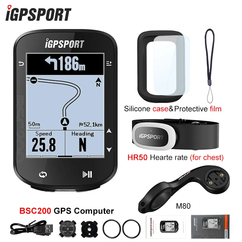 Ordinateur de vélo GPS sans fil — compteur de vitesse numérique, navigation route, chronomètre, odomètre