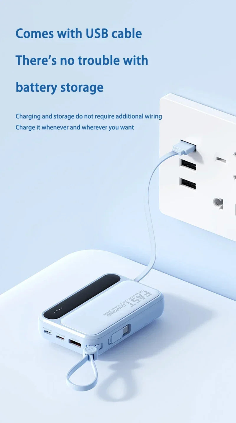 Power Bank 120W grande capacité — 4 câbles intégrés, affichage numérique intelligent, portable